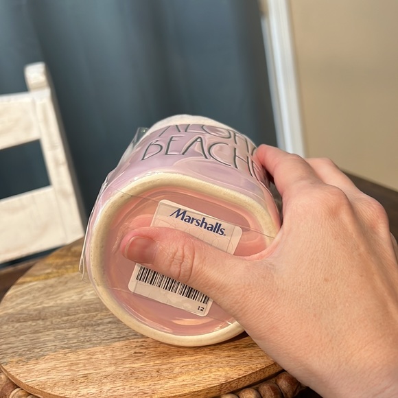 Rae Dunn Aloha Beaches mug with topper- pink iridescent - Picture 2 of 3